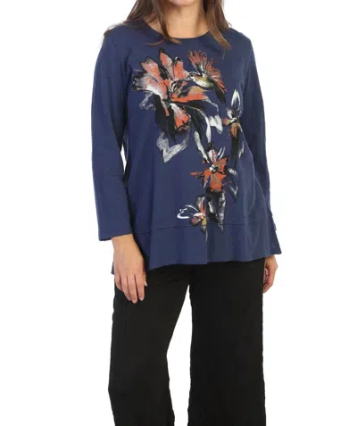 Jess & Jane Ensemble Cotton Layered Top In Denim In Blue