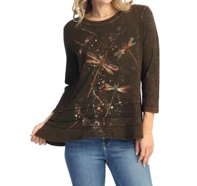 Jess & Jane Fairy Duet Mineral Washed Cotton Layered Top In Brown