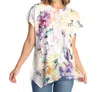 Jess & Jane Fanciful Light Knit Asymmetric Top In Multi In White