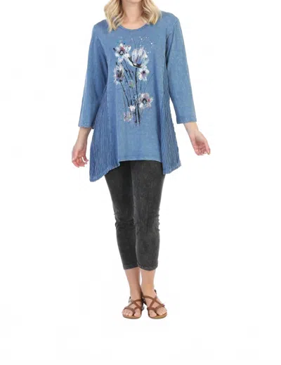 Jess & Jane Felicity Wave Knit Mineral Washed Tunic In Blue In Multi