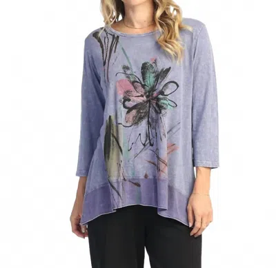 Jess & Jane Field Notes Mineral Washed Cotton Georgette Contrast Top In Blue In Purple