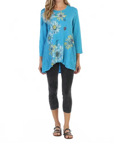 Jess & Jane Flor Medley Wave Knit Mineral Washed Tunic In Blue