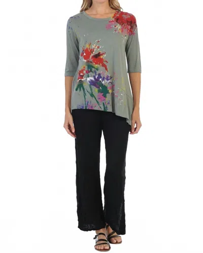 Jess & Jane Floral Poem Asymmetric Top In Multi-color