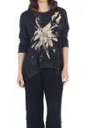 Jess & Jane Floret Cotton Dolman Sleeve Top In Black