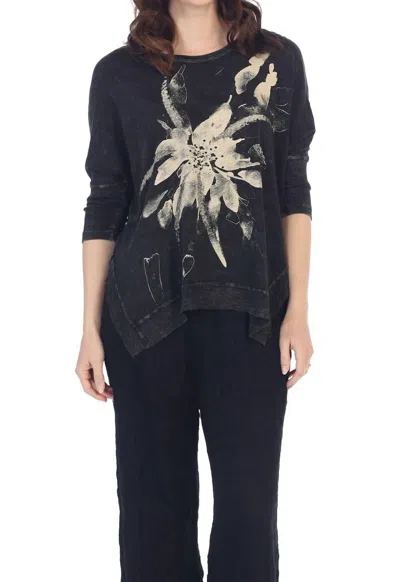 Jess & Jane Floret Cotton Dolman Sleeve Top In Black