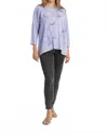 Jess & Jane Fly Time Patch Pocket Cotton Top In Mineral Wash In Purple