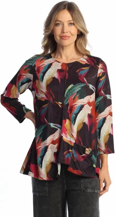 Jess & Jane French Brushed Knit Cozy Top - Plus In Astra In Multi