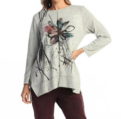 Jess & Jane French Knit Tunic Top In Field Notes In Gray