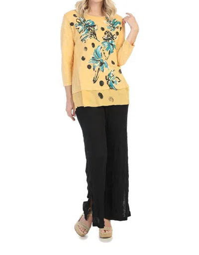Jess & Jane Freshia Mineral Washed Cotton Georgette Contrast Top In Multi