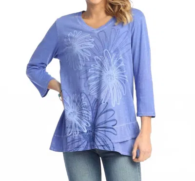 Jess & Jane Friends Pigment Dyed Cotton Top In Blue In Multi