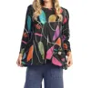 Jess & Jane Frolic French Brushed Knit Top In Black Multi In Multi