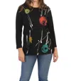 Jess & Jane Galaxy Orbs Cotton Layered Top In Black In Black