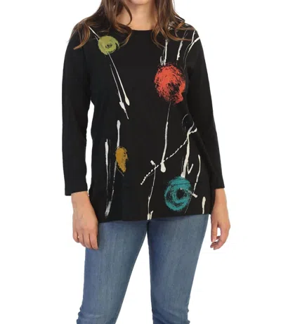 Jess & Jane Galaxy Orbs Cotton Layered Top In Black