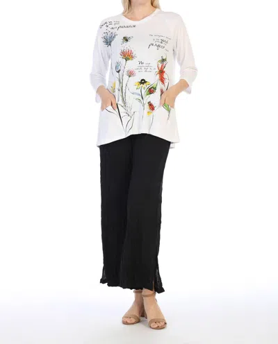 Jess & Jane Garden Song Patch Pocket High Low Top In White In Brown