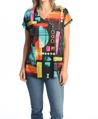 Jess & Jane Geneva Cap Sleeve Top In Black In Multi