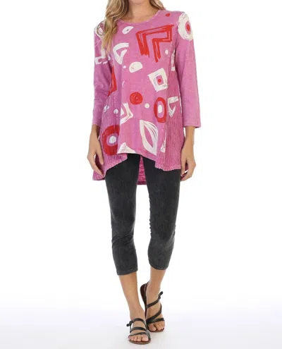 Jess & Jane Geo Play Wave Knit Top In Mineral Washed Tunic