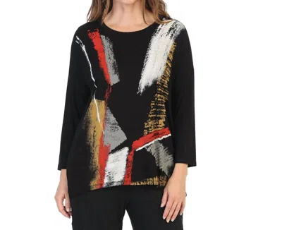 Jess & Jane Gilded Modal Print Top In Black