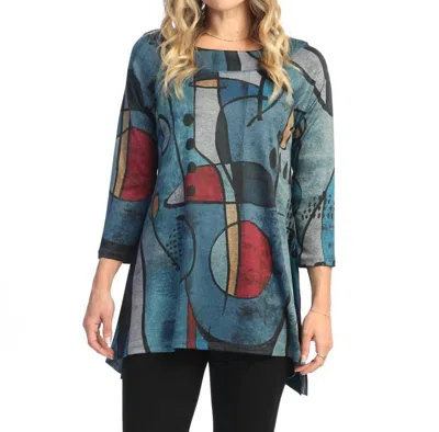 Jess & Jane Granada Raglan Sleeve Slinky Top In Blue