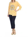 Jess & Jane Happy Days Mineral Washed Ribbed Cotton Tunic In Wheat In Gold