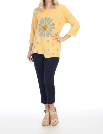 Jess & Jane Happy Days Mineral Washed Ribbed Tunic Top In Wheat In Yellow