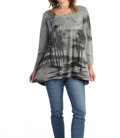 Jess & Jane Inspiration Slinky High Low Top - Plus In Gray