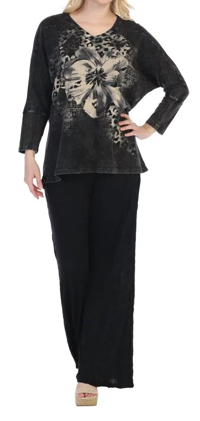 Jess & Jane Jasmine Cotton Dolman Sleeve Top In Black