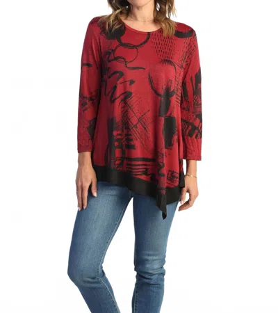 Jess & Jane Jazzy Asymmetrical Slinky Top In Napoli In Multi