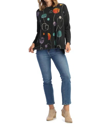 Jess & Jane Jolly Mineral Washed Cotton High Low Top In Multi In Black