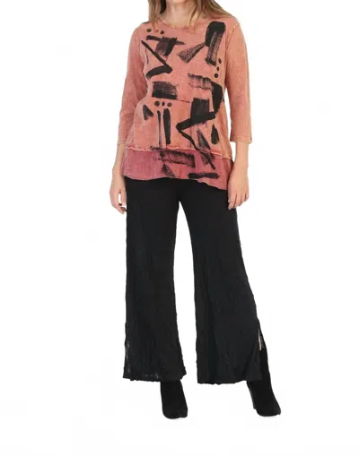Jess & Jane Journal Mineral Washed Cotton Georgette Contrast Top In Multi In Pink