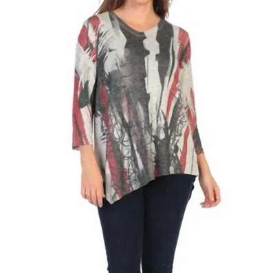 Jess & Jane Juliet Knit Jersey Asymmetric Top In Modern Abstract In Multi