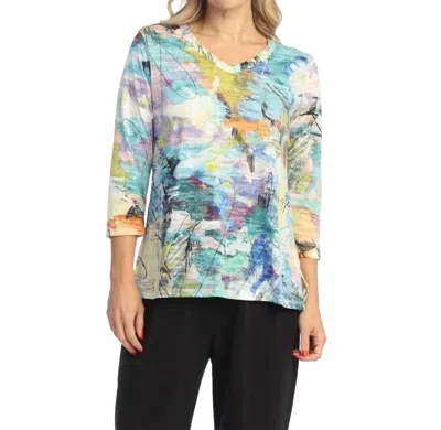 Jess & Jane Kelly Burnout Sublimation Top In Abstract Print In Multi
