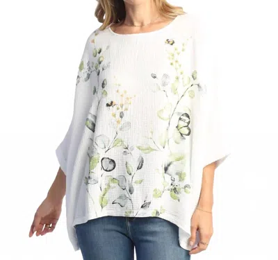 Jess & Jane Kelly Mineral Washed Double Gauze Poncho Top In White