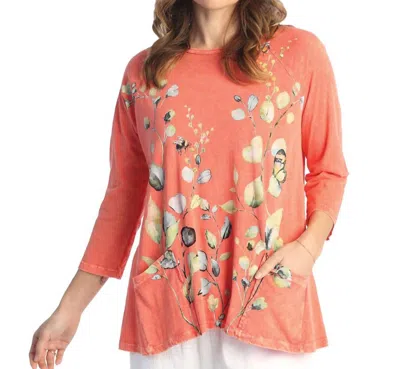 Jess & Jane Kelly Mineral Washed Patch Pocket Cotton Top - Plus In Watermelon In Pink