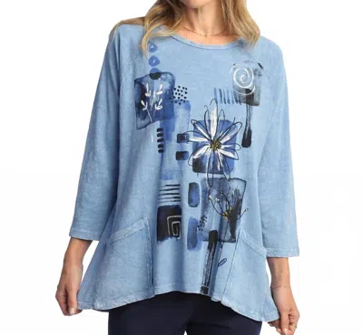 Jess & Jane Lily Patch Pocket Tunic Top In Cornflower In Blue
