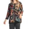 Jess & Jane Lisa French Brushed Knit Top In Black Multi In Animal Print