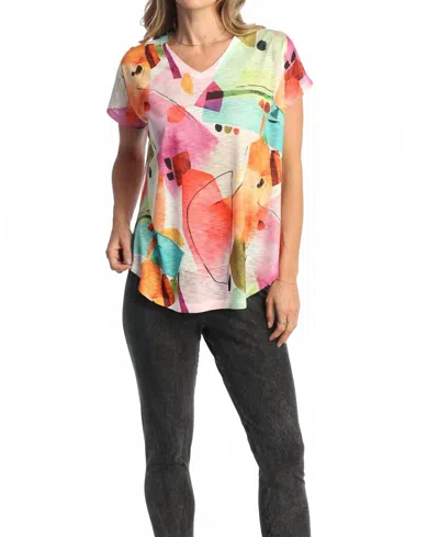 Jess & Jane Livia Cap Sleeve Top In Pink Multi
