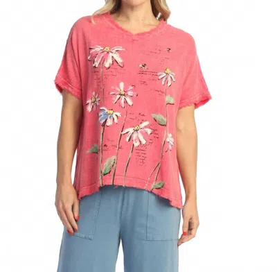 Jess & Jane Lola Mineral Washed Cotton Gauze Top In Raspberry In Multi