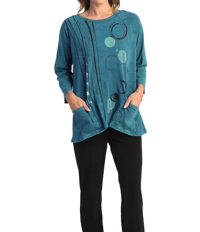 Jess & Jane Lollipop Mineral Washed Patch Pocket Cotton Top In Lollipop Cypress In Blue