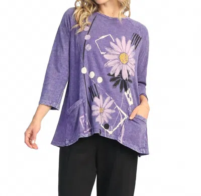 Jess & Jane Love Letter Mineral Washed Patch Pocket Top In Purple