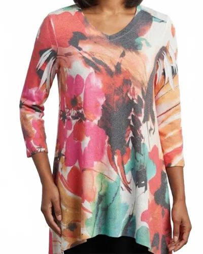 Jess & Jane Love Song Light Weight Sweater Knit Top In Multicolor