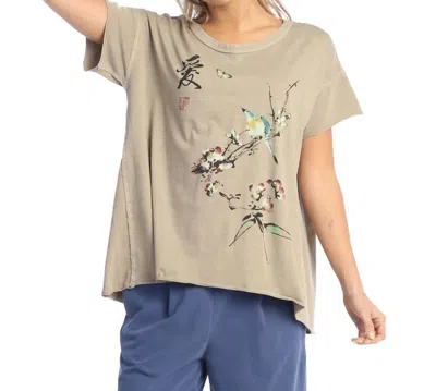 Jess & Jane Love Song Pigment Dyed Cotton Jersey Top In Taupe In Brown