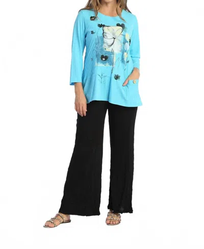 Jess & Jane Love Story Mineral Washed Contrast Cotton Tunic In Aqua In Blue