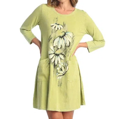 Jess & Jane Lucy Mineral Washed Cotton Dress In Cactus In Green
