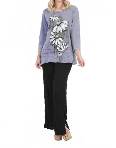 Jess & Jane Lucy Mineral Washed Cotton Layered Top In Marine In Blue