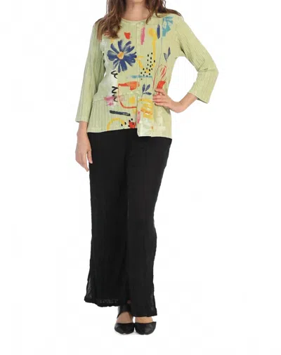 Jess & Jane Lulu Mineral Washed Ribbed Cotton Tunic Top In Citrus In Green