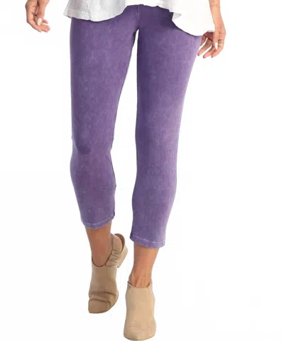 Jess & Jane M37 Capri-length Cotton Mineral Wash Legging In Purple