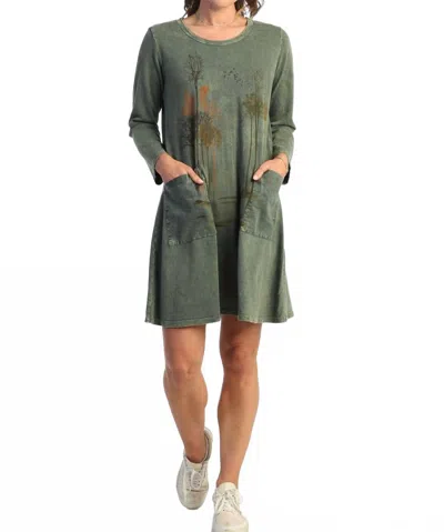 Jess & Jane Madrona Mineral Washed Dress In Olive In Green