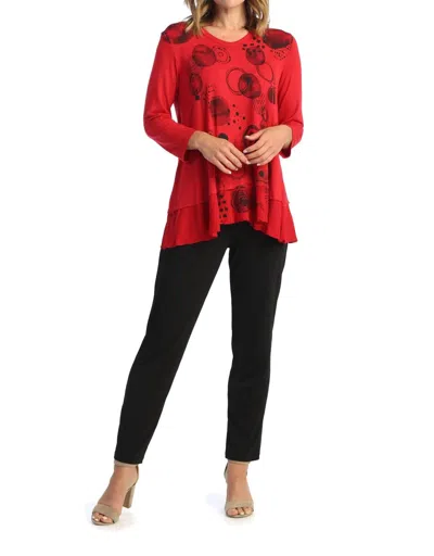 Jess & Jane Magic Dots Georgette Contrast Top In Red