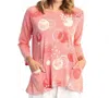 Jess & Jane Magic Dots Mineral Washed Patch Pocket Cotton Top In Coral In Pink