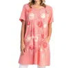 Jess & Jane Magic Dots Mineral Washed Pocket Dress In Coral In Pink